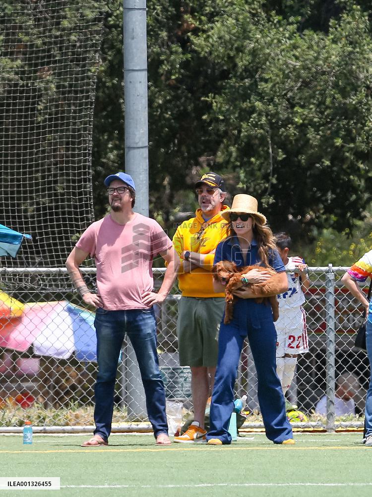 Olivia Wide And Jason Sudeikis At Their Son  Football Game - LA