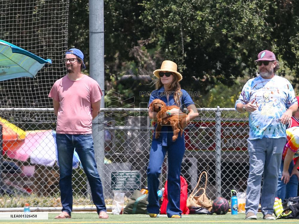 Olivia Wide And Jason Sudeikis At Their Son  Football Game - LA