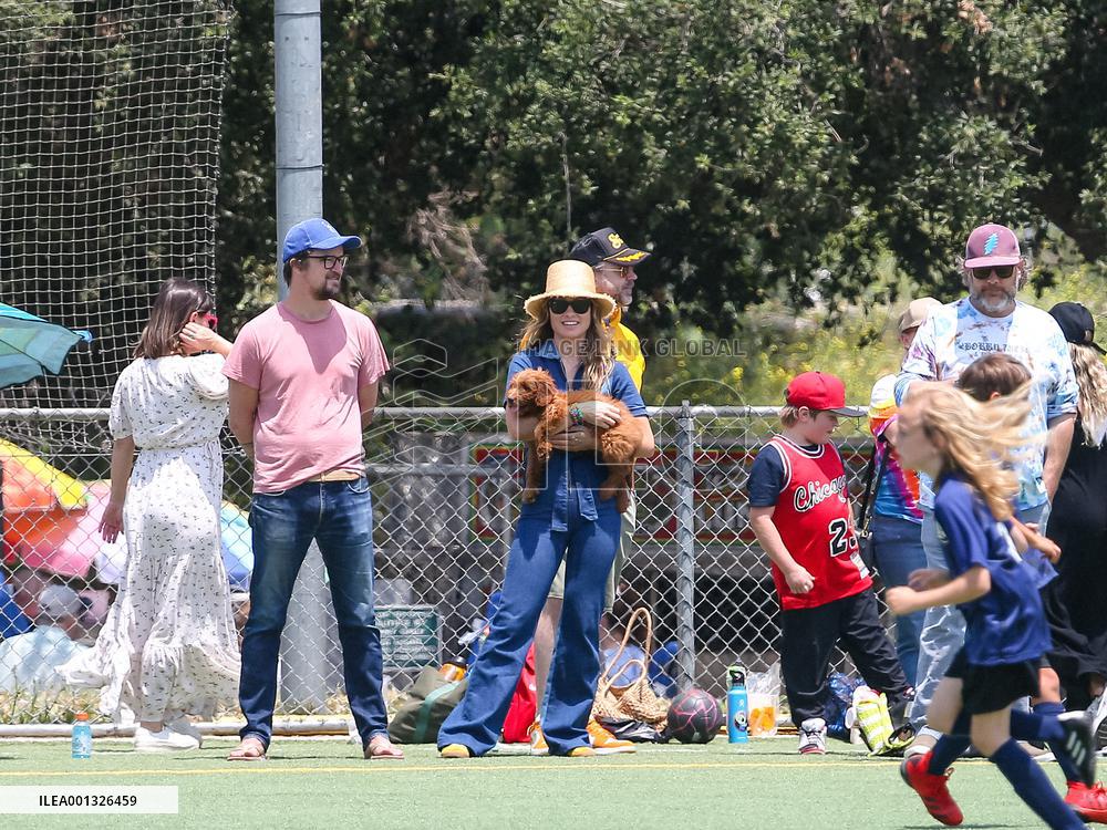 Olivia Wide And Jason Sudeikis At Their Son  Football Game - LA