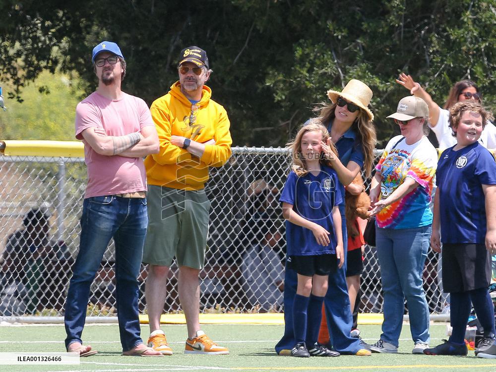 Olivia Wide And Jason Sudeikis At Their Son  Football Game - LA