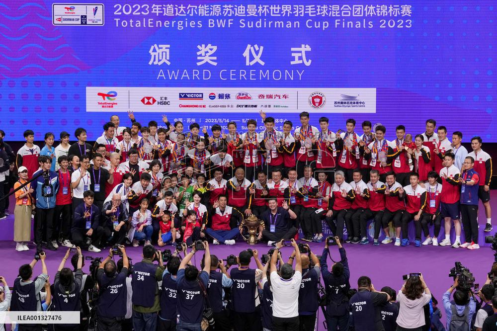 (SP)CHINA-SUZHOU-BADMINTON-SUDIRMAN CUP-FINAL-AWARDING CEREMONY (CN)