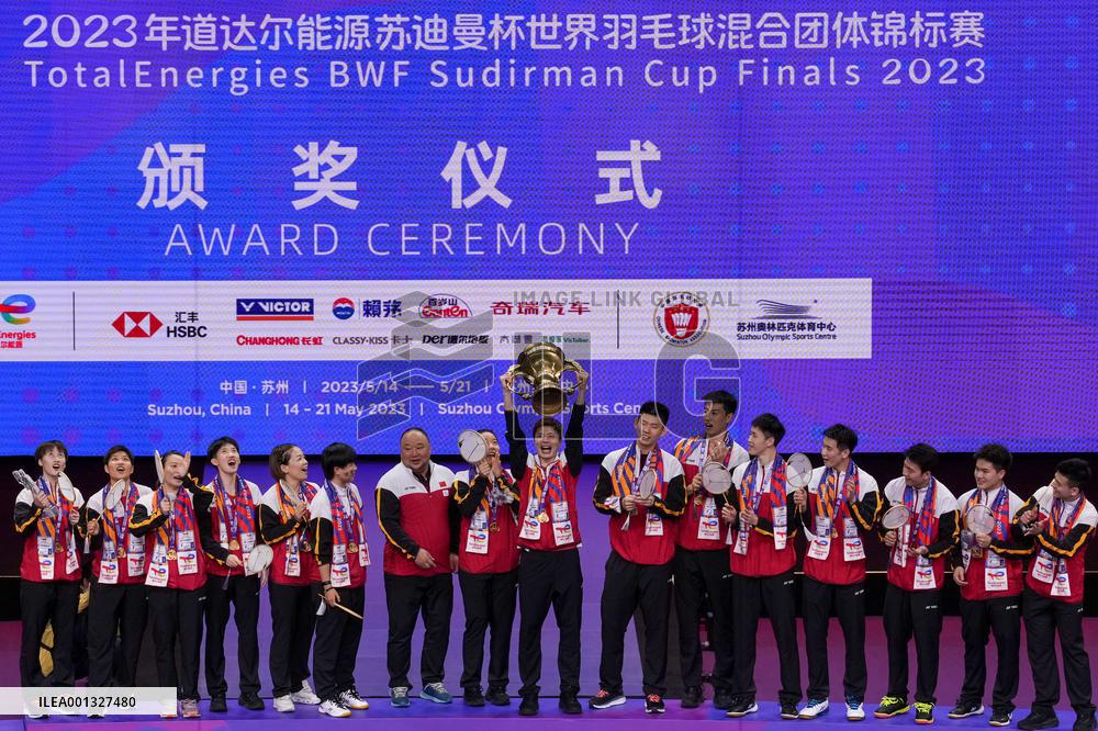 (SP)CHINA-SUZHOU-BADMINTON-SUDIRMAN CUP-FINAL-AWARDING CEREMONY (CN)