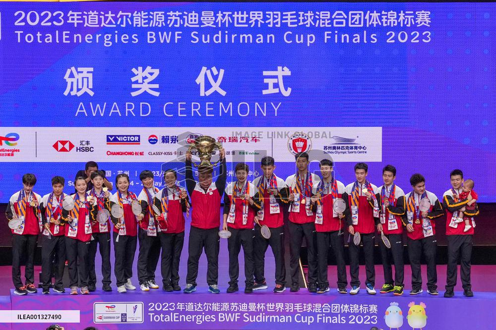 (SP)CHINA-SUZHOU-BADMINTON-SUDIRMAN CUP-FINAL-AWARDING CEREMONY (CN)