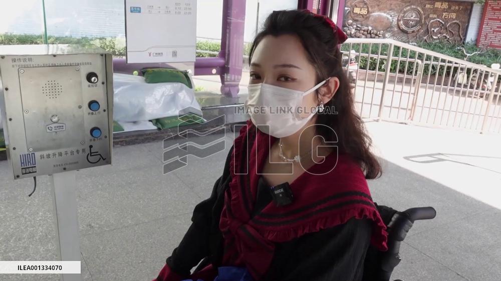 Travel on wheelchair-accessible subway in China's Guangzhou