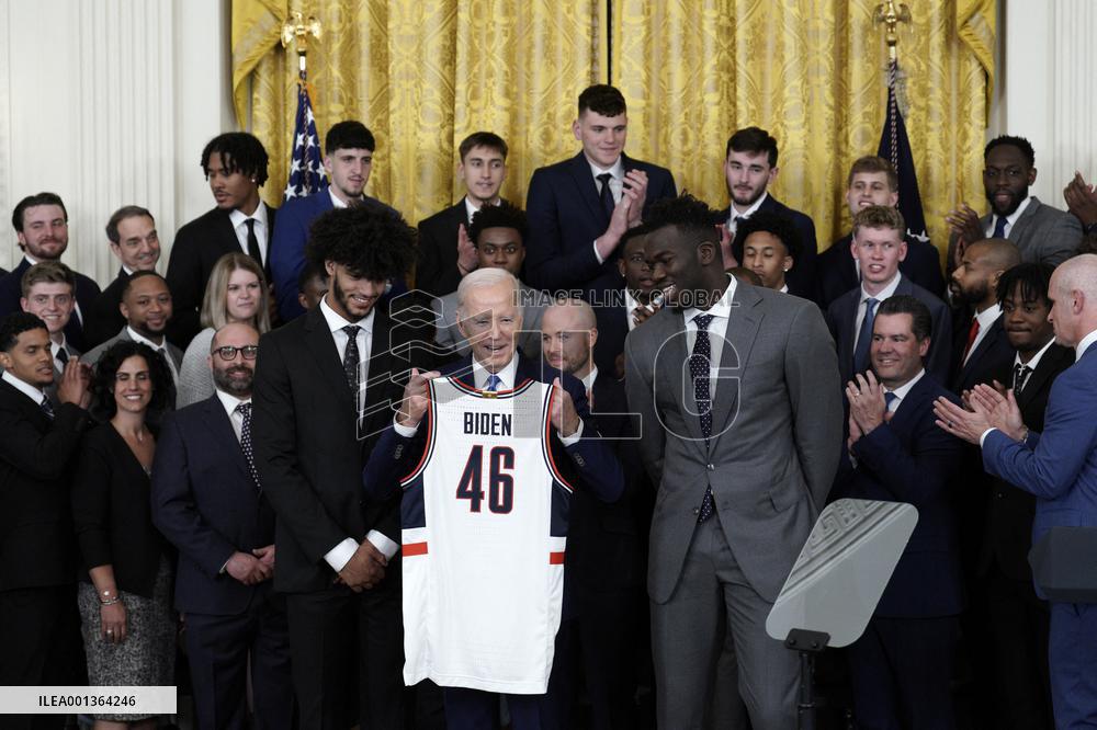 Joe Biden welcomes UCONN Huskies - Washington