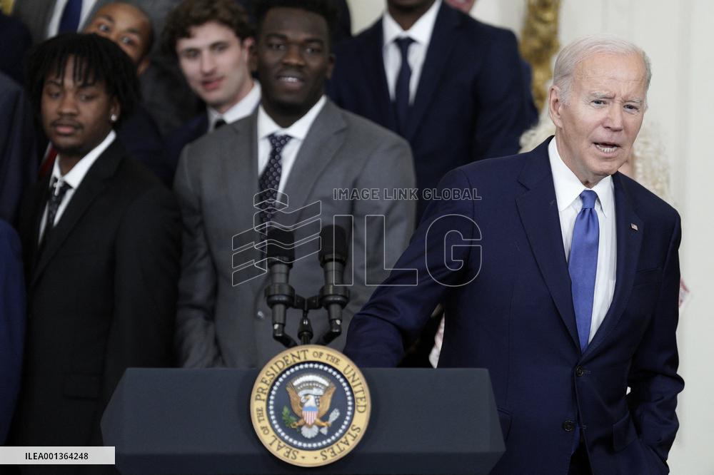 Joe Biden welcomes UCONN Huskies - Washington