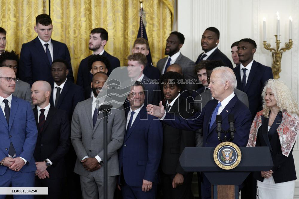 Joe Biden welcomes UCONN Huskies - Washington