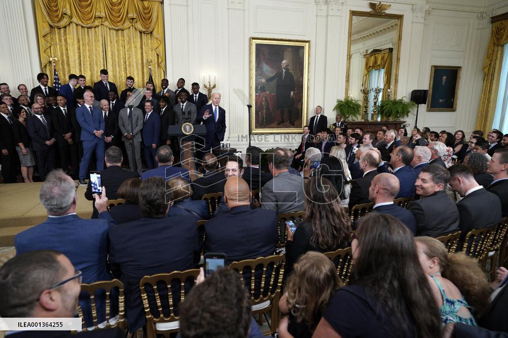 Joe Biden welcomes UCONN Huskies - Washington