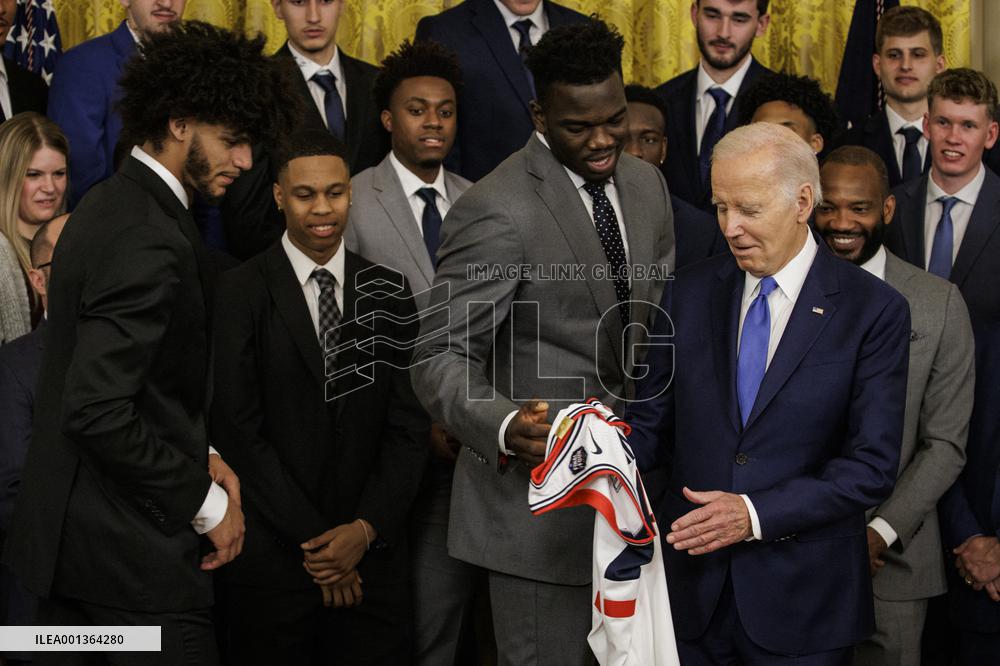 DC: President Biden Welcomes 2022-2023 NCAA Men’s Basketball Champions, the University of Connecticut Huskies, to the White Hous