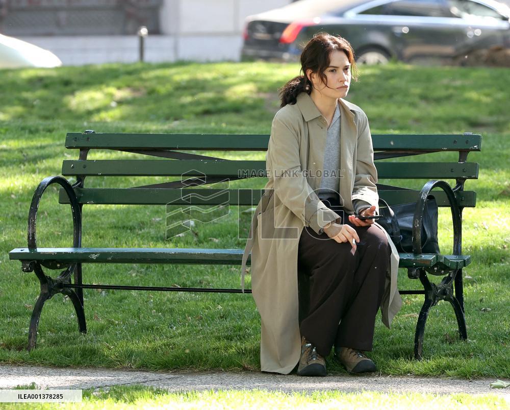 Lily James On Set - NYC