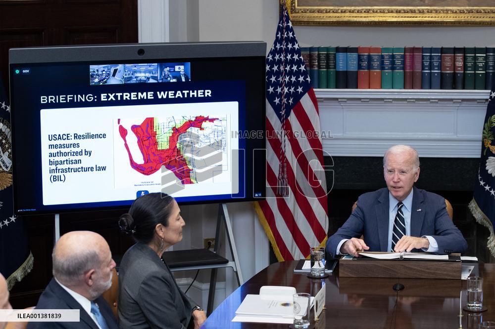 US President Joe Biden holds a meeting on extreme weather preparedness