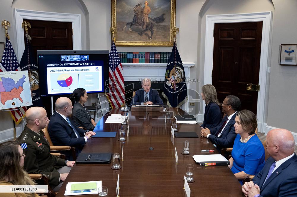 US President Joe Biden holds a meeting on extreme weather preparedness