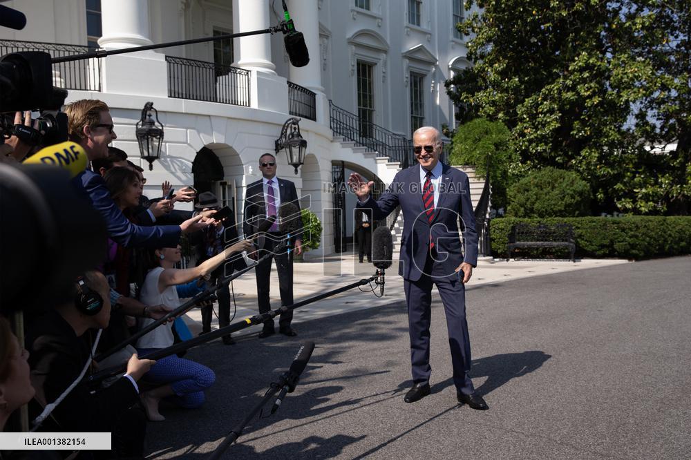 US President Joe Biden departs the White House