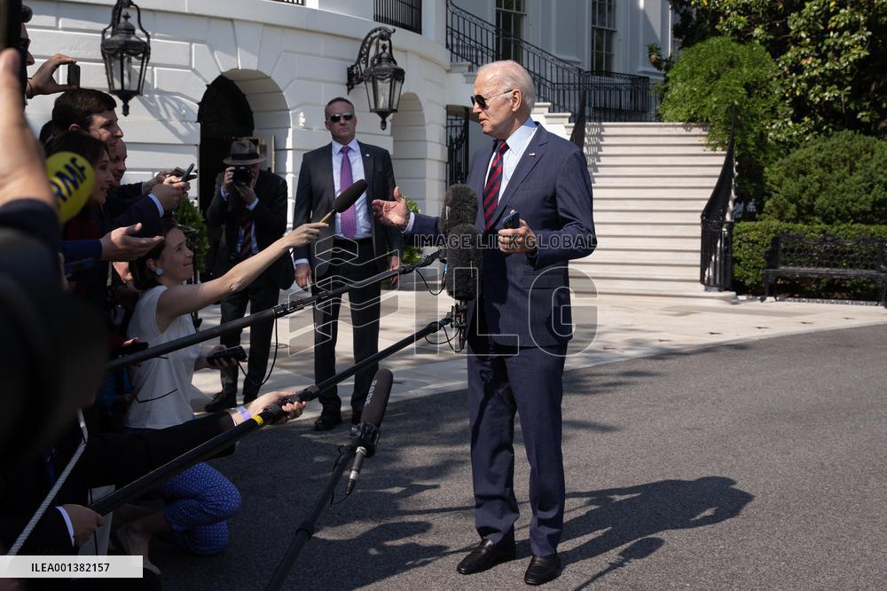 US President Joe Biden departs the White House