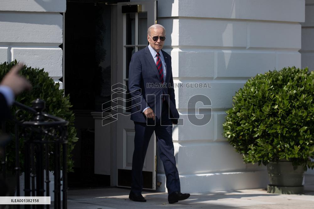 US President Joe Biden departs the White House