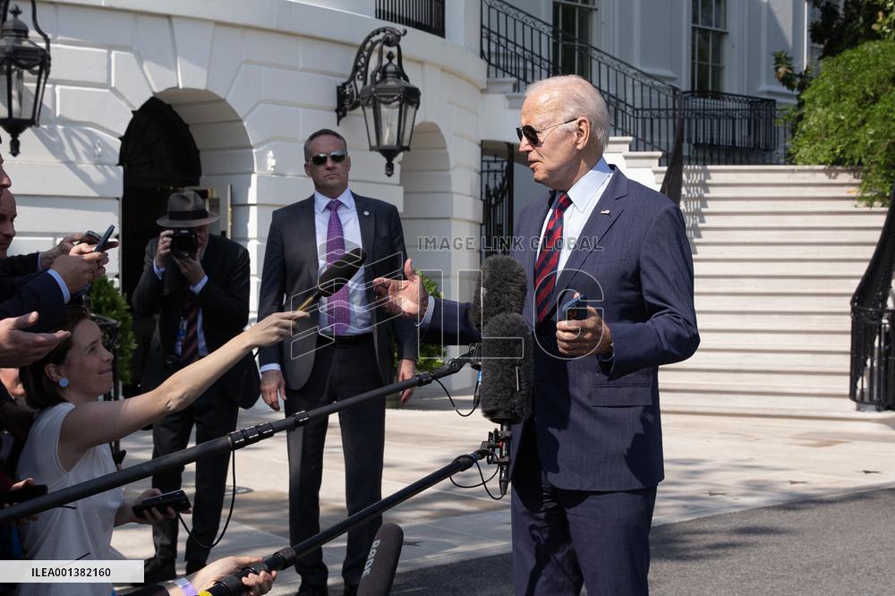 US President Joe Biden departs the White House