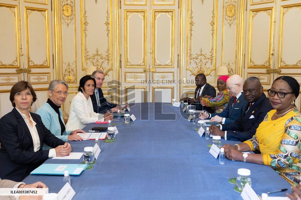 Elisabeth Borne Meets With Anatole Collinet Makosso - Paris