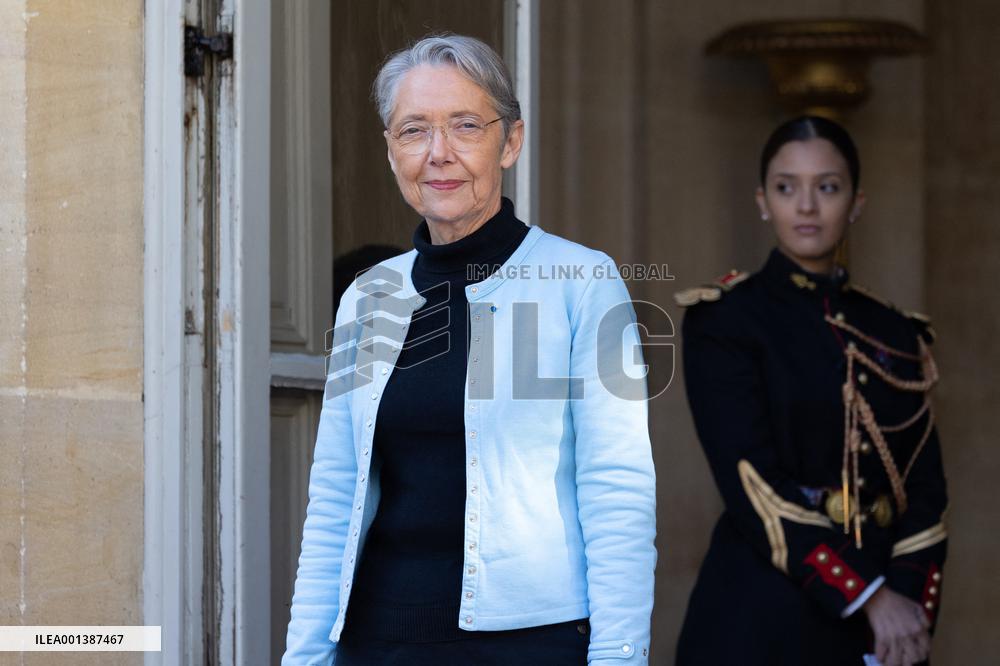 Elisabeth Borne Meets With Anatole Collinet Makosso - Paris