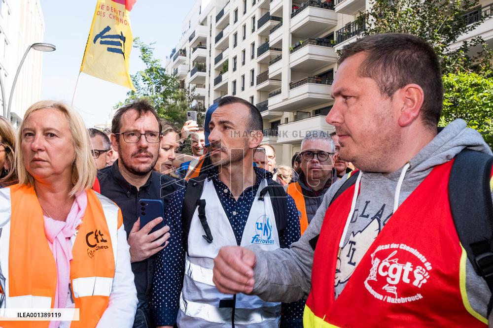Union Rally At SNCF Fret Headquarters - Paris