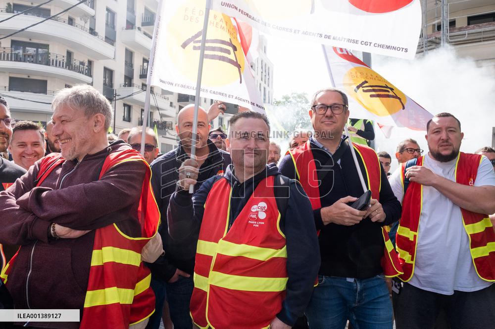 Union Rally At SNCF Fret Headquarters - Paris
