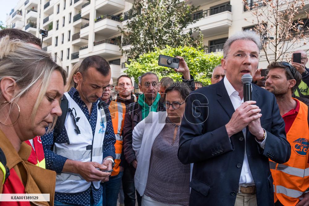 Union Rally At SNCF Fret Headquarters - Paris