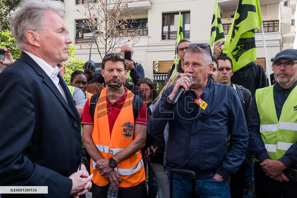 Union Rally At SNCF Fret Headquarters - Paris