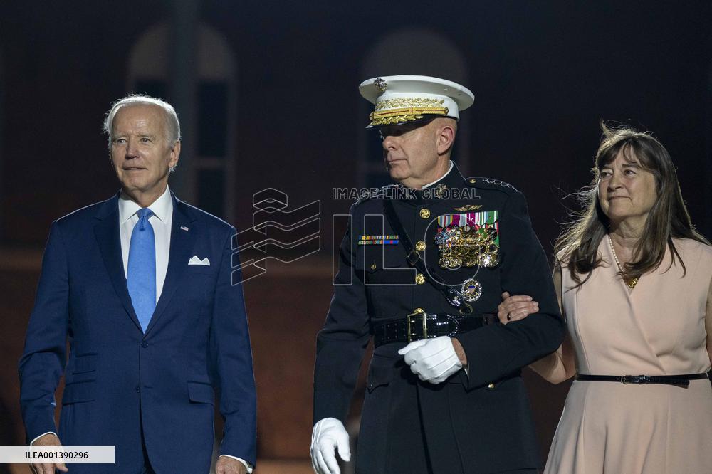 President Joe Biden Attends Friday Evening Marine Parade in Washington, DC