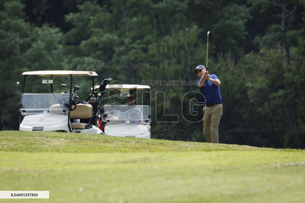 Joe Biden Plays Golf At Joint Base Andrews - MD