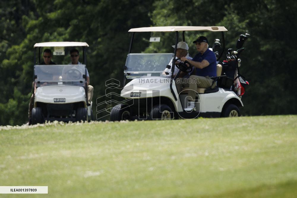 Joe Biden Plays Golf At Joint Base Andrews - MD