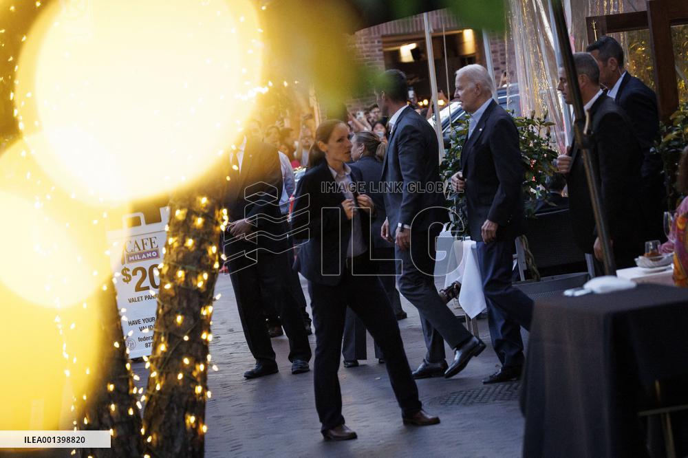 President Biden Leaves Cafe Milano - DC