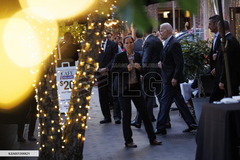 President Biden Leaves Cafe Milano - DC