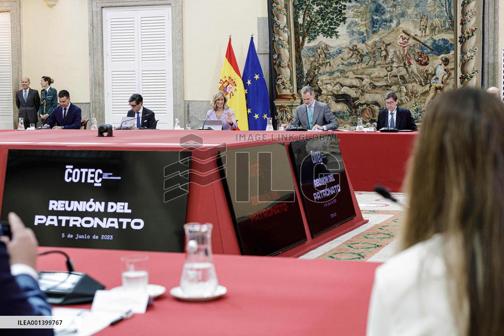 King Felipe Attends A Board Meeting Of The Cotec Foundation - Madrid