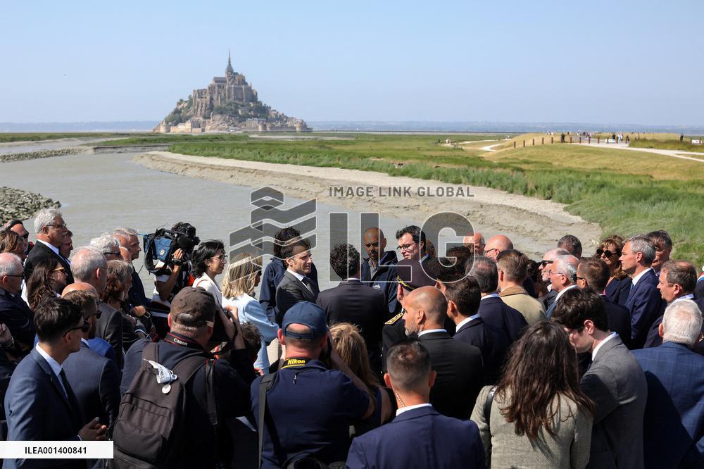 President Macron And First Lady Visit Mont-Saint-Michel