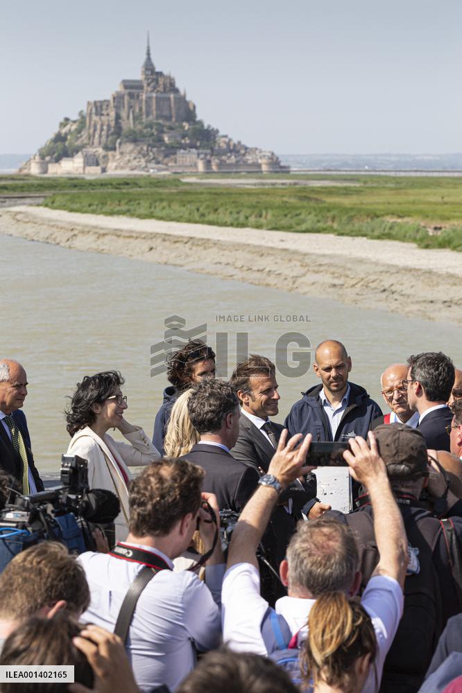 Emmanuel Macron Visit To Mont-Saint-Michel
