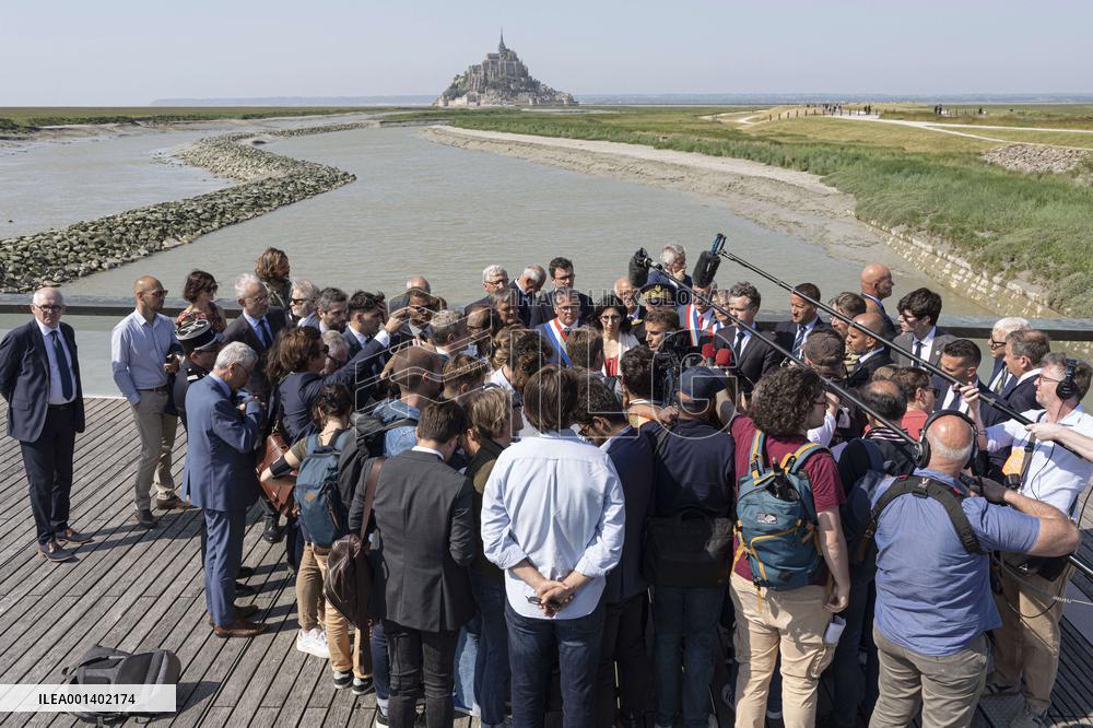 Emmanuel Macron Visit To Mont-Saint-Michel