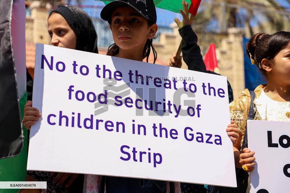 MIDEAST-GAZA CITY-WFP-HUMANITARIAN AID-STOPPING-DEMONSTRATION