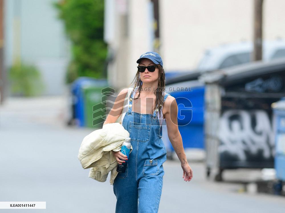 Olivia Wilde Wears Overalls After A Workout - LA