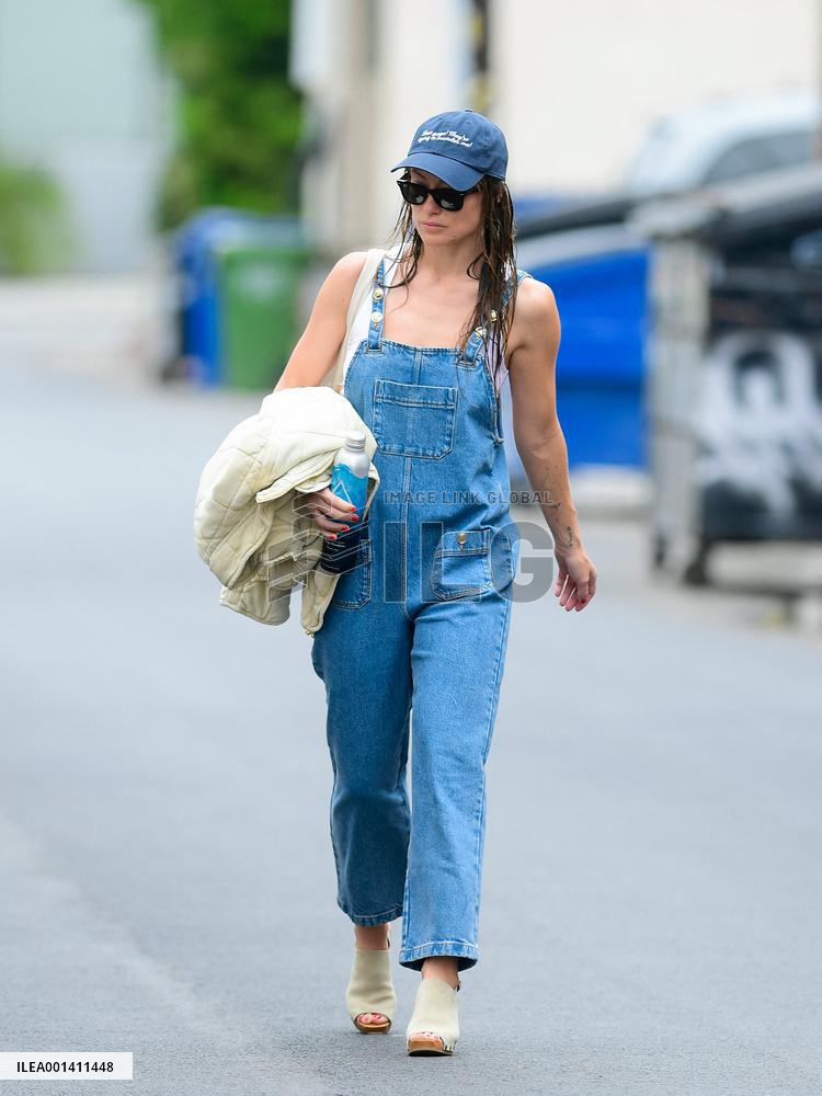 Olivia Wilde Wears Overalls After A Workout - LA