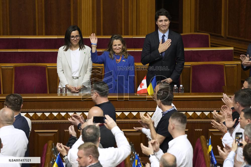Justin Trudeau Visit To Ukrainian Parliament - Kyiv