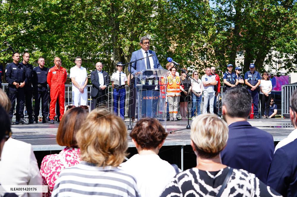 Residents Gather To Pay Tribute To The Victims Of The Attack - Annecy