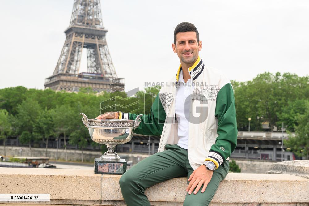 French Open - Novak Djokovic Poses With His Trophy
