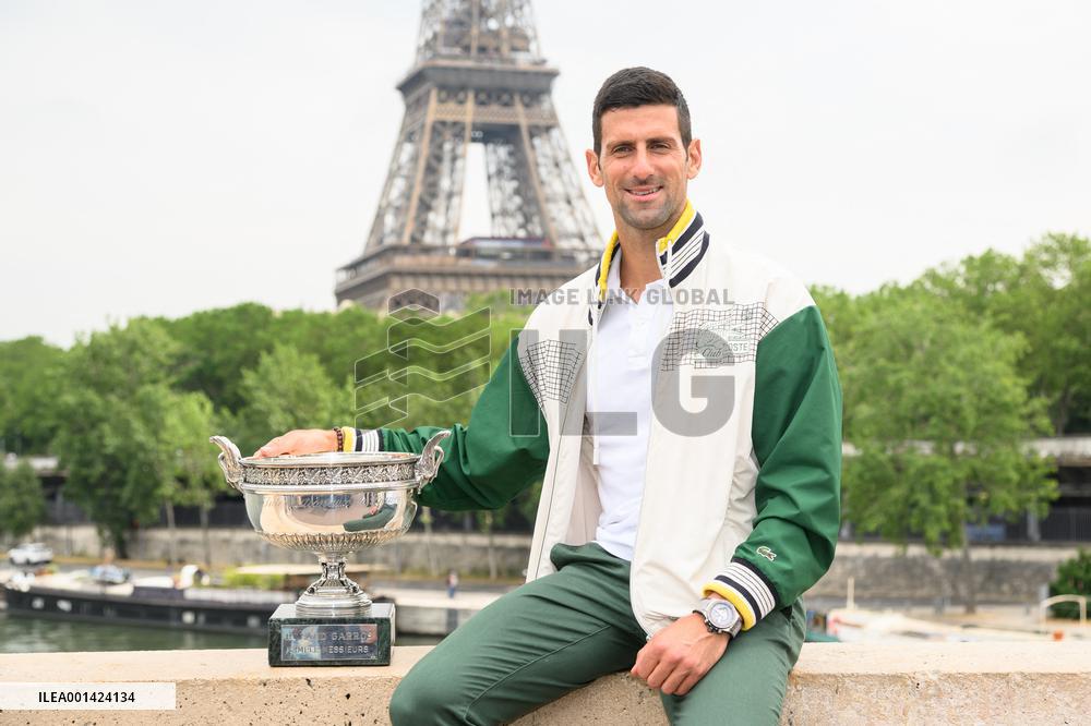 French Open - Novak Djokovic Poses With His Trophy