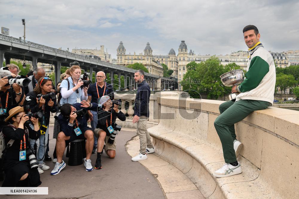 French Open - Novak Djokovic Poses With His Trophy