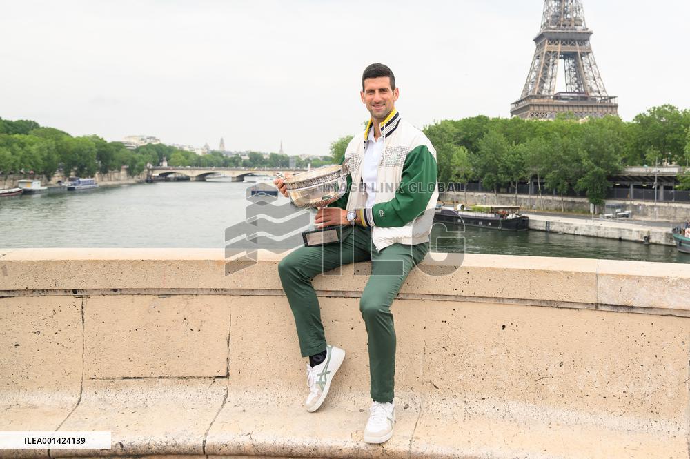 French Open - Novak Djokovic Poses With His Trophy