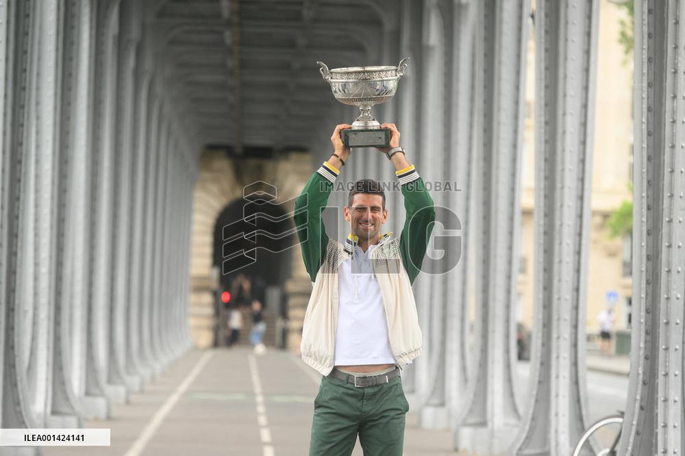 French Open - Novak Djokovic Poses With His Trophy