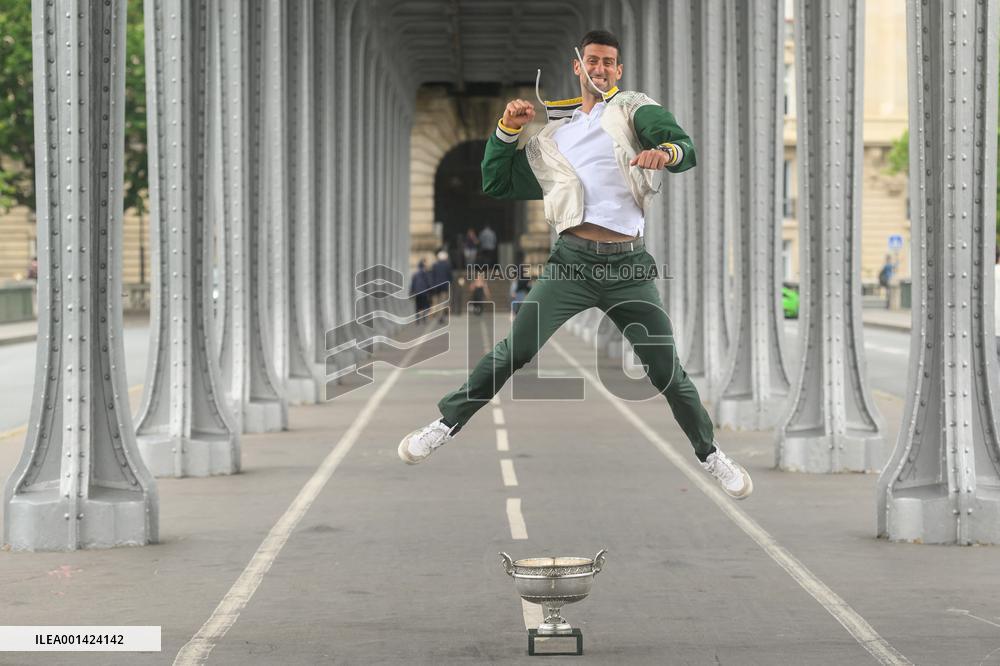 French Open - Novak Djokovic Poses With His Trophy