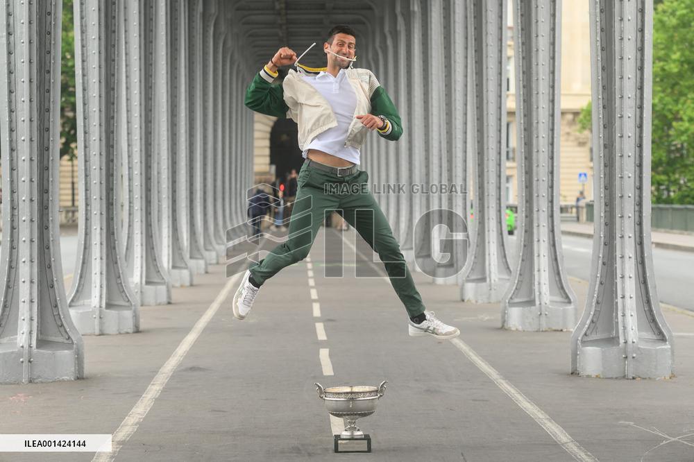 French Open - Novak Djokovic Poses With His Trophy