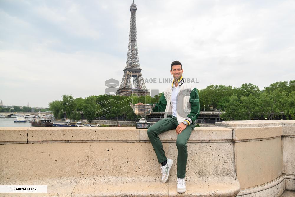 French Open - Novak Djokovic Poses With His Trophy