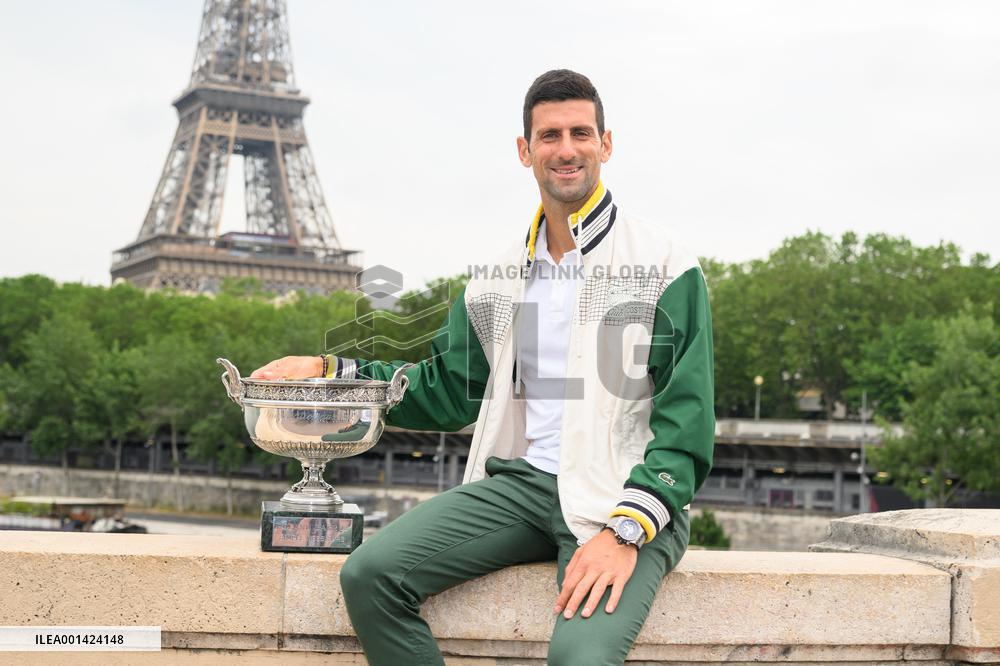 French Open - Novak Djokovic Poses With His Trophy