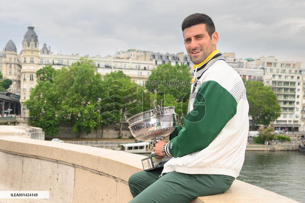 French Open - Novak Djokovic Poses With His Trophy